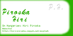 piroska hiri business card